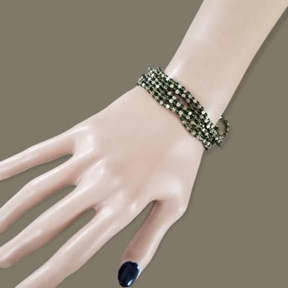 Hand Crafted Boho Six Piece Glass and Metal Bead Stackable Bracelet Set - Picture 5 of 7